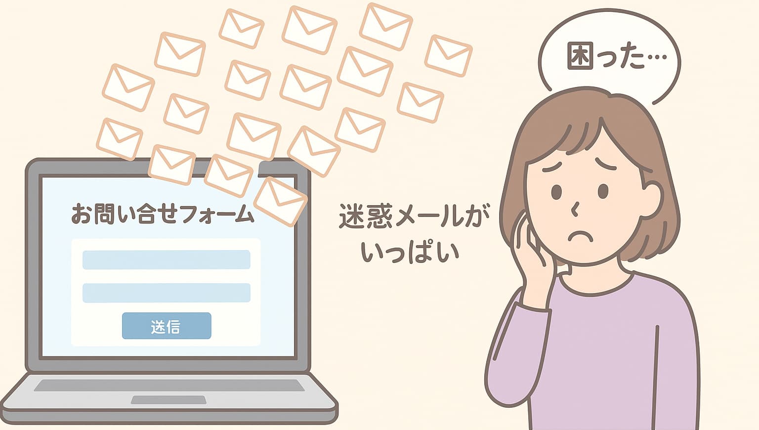 迷惑メールに困っている図
